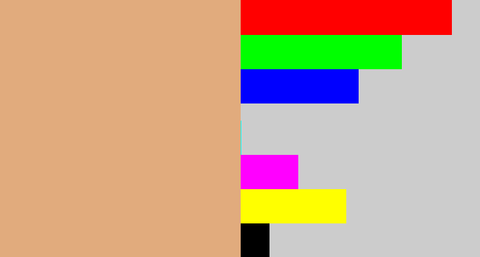 Hex color #e1ab7d - fawn