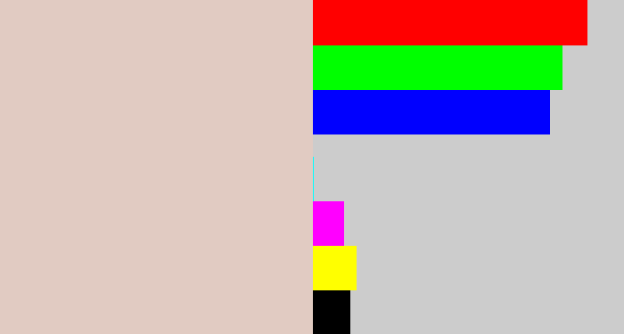 Hex color #e1cbc2 - light grey