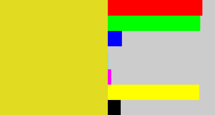 Hex color #e1db21 - piss yellow