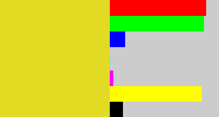 Hex color #e1db23 - piss yellow