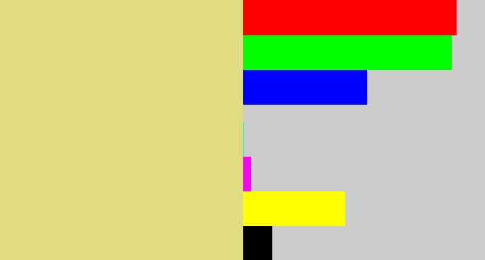 Hex color #e1db82 - sandy
