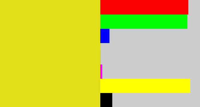 Hex color #e1dd17 - piss yellow