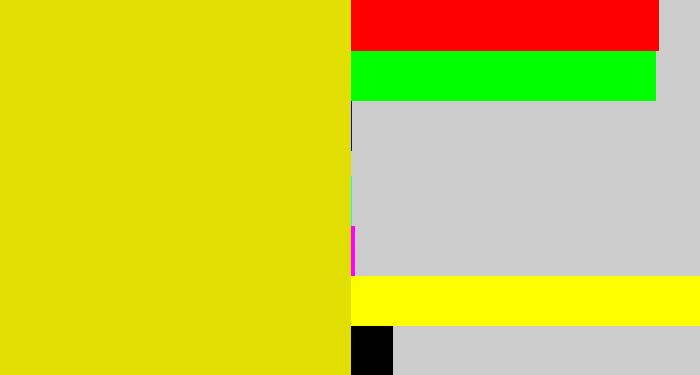 Hex color #e1de01 - piss yellow