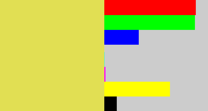 Hex color #e1df53 - dull yellow