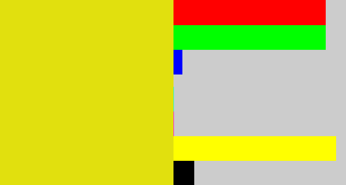 Hex color #e1e00e - piss yellow
