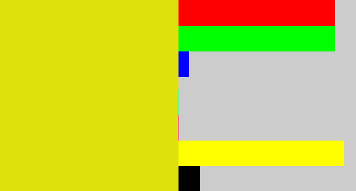 Hex color #e1e00f - piss yellow