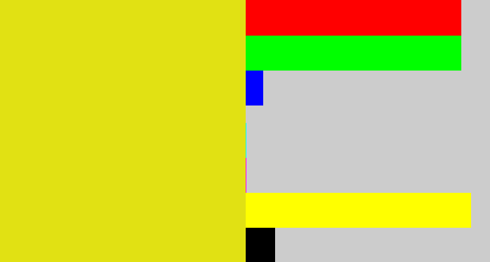 Hex color #e1e113 - piss yellow
