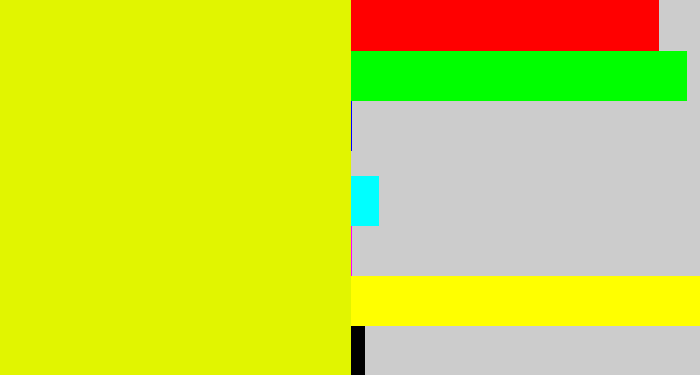 Hex color #e1f500 - neon yellow
