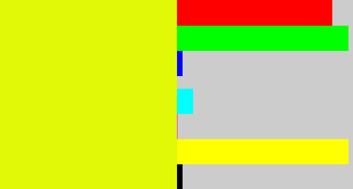 Hex color #e1f807 - neon yellow