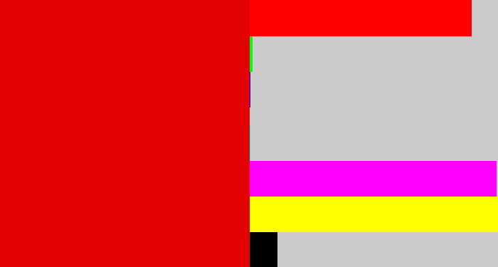 Hex color #e20201 - red