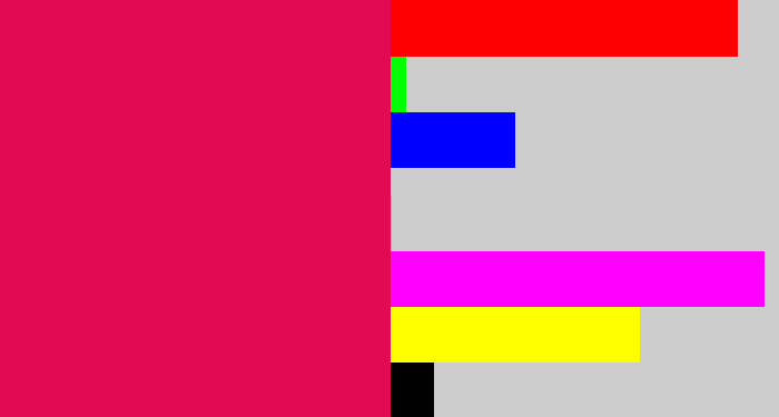 Hex color #e20a52 - cerise