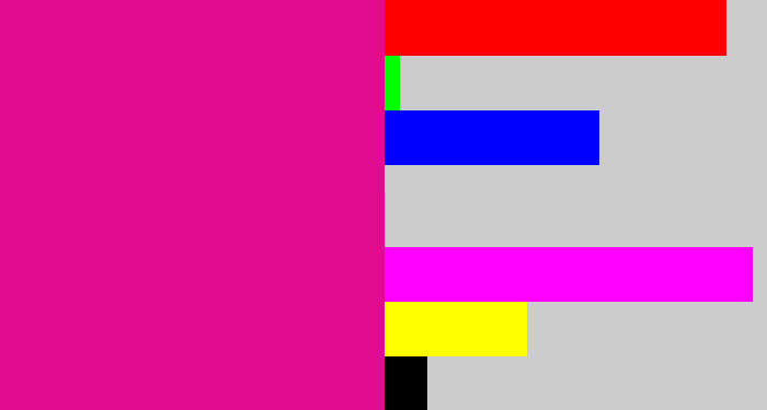 Hex color #e20a8e - strong pink