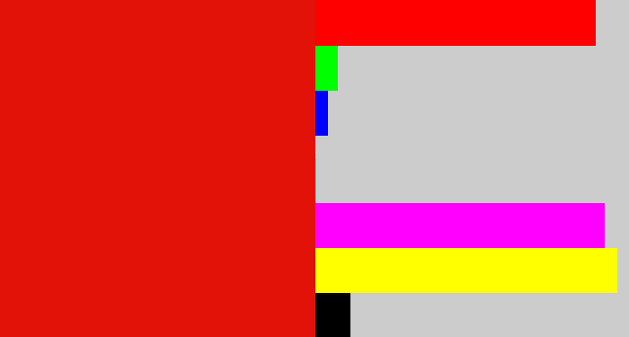 Hex color #e21209 - red