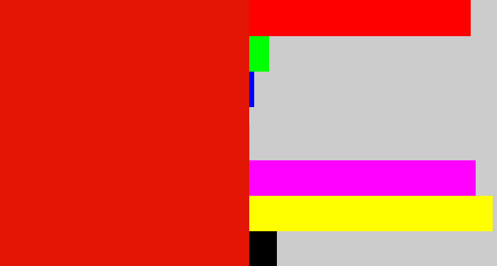 Hex color #e21404 - red