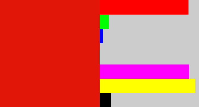 Hex color #e21608 - red