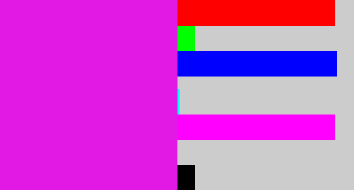 Hex color #e219e5 - pink/purple