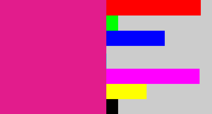 Hex color #e21c8c - strong pink