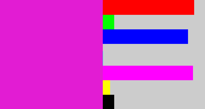 Hex color #e21cd3 - purple/pink