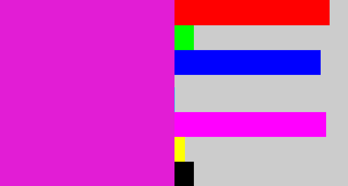 Hex color #e21dd5 - purple/pink