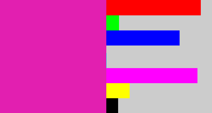 Hex color #e21fb0 - purpley pink