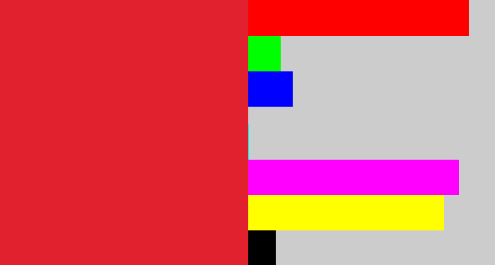 Hex color #e2212f - strawberry