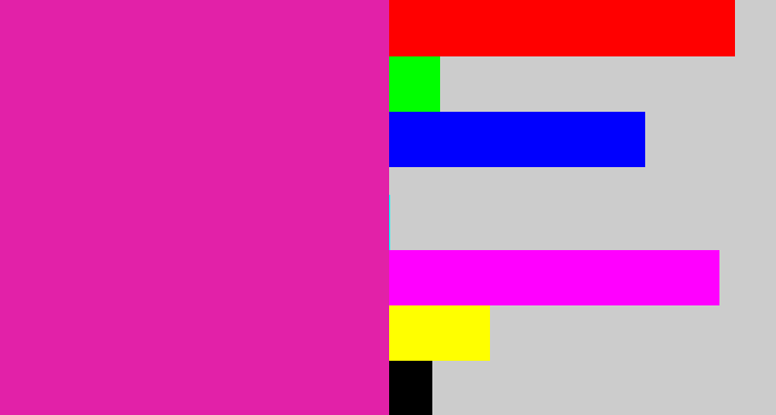 Hex color #e221a8 - purpley pink