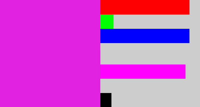 Hex color #e222e3 - purple/pink