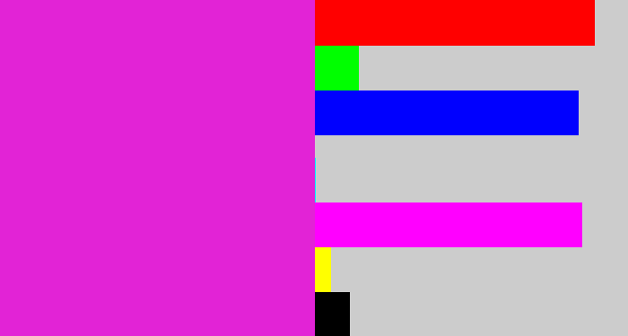 Hex color #e223d6 - purple/pink