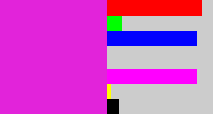 Hex color #e223da - purple/pink