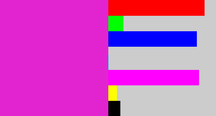 Hex color #e224d0 - purple/pink
