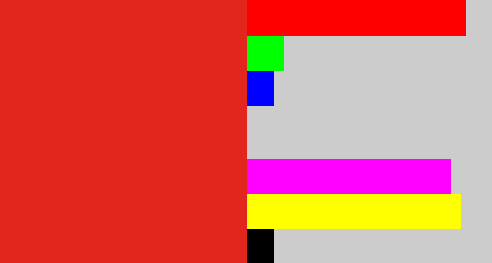 Hex color #e2261d - vermillion