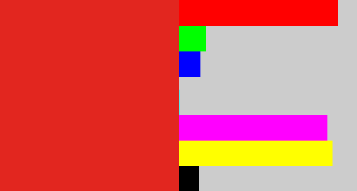 Hex color #e2261f - vermillion