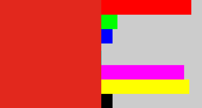 Hex color #e2281d - vermillion