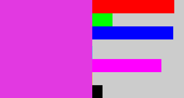 Hex color #e239e1 - purple pink