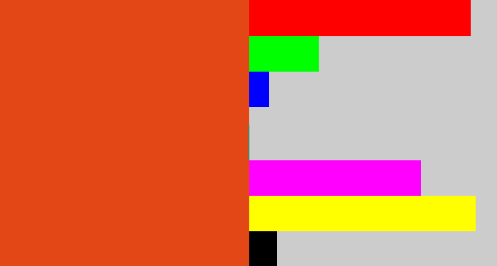 Hex color #e24715 - deep orange
