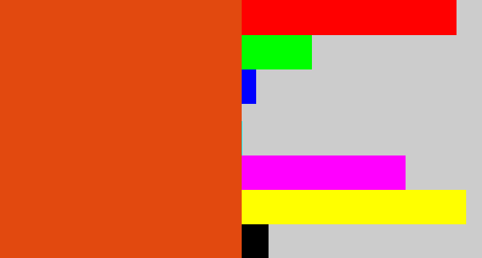 Hex color #e2490f - deep orange