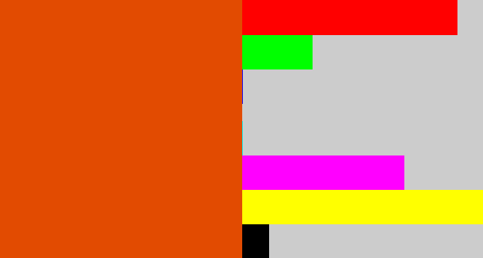 Hex color #e24b01 - deep orange