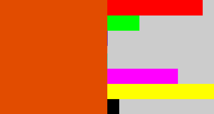 Hex color #e24c00 - deep orange
