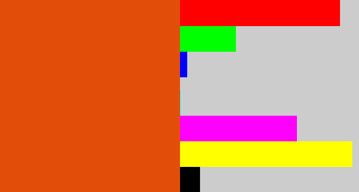 Hex color #e24e0a - deep orange