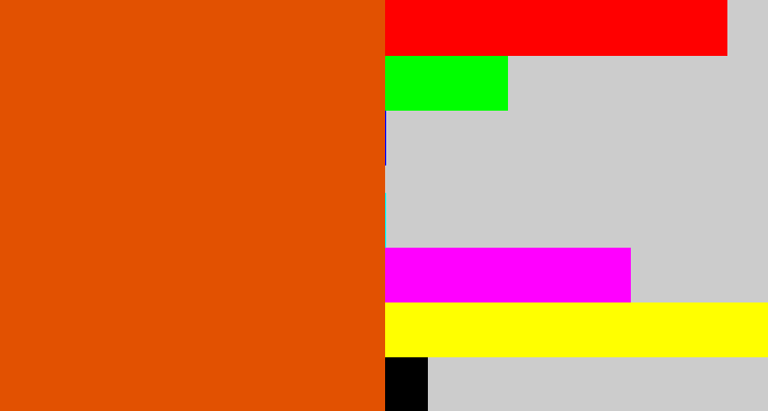 Hex color #e25101 - deep orange