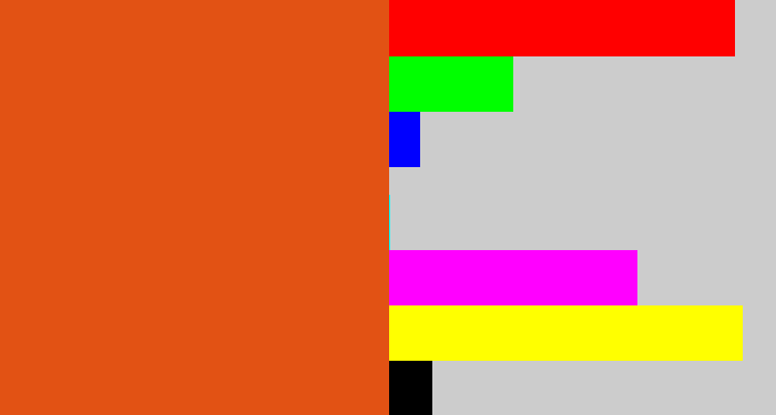 Hex color #e25214 - deep orange