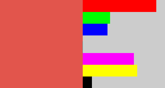 Hex color #e2554c - pale red