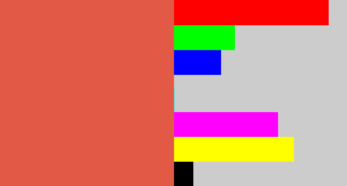 Hex color #e25a45 - pale red