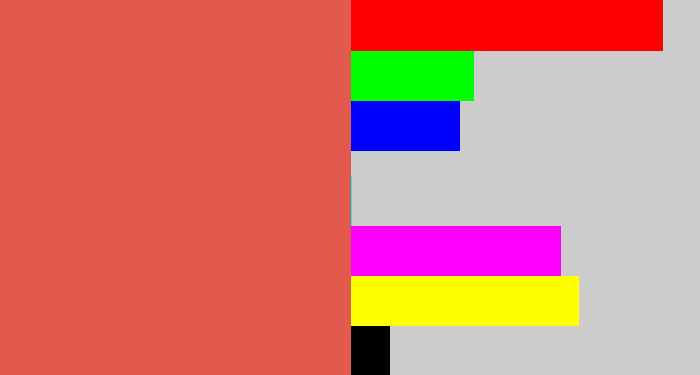 Hex color #e25a4e - pastel red