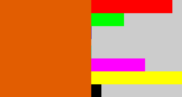 Hex color #e25d01 - deep orange
