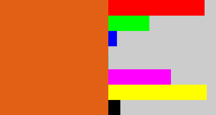 Hex color #e26015 - rusty orange