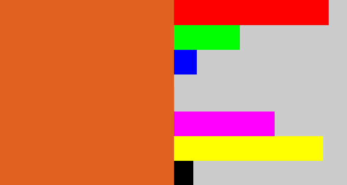 Hex color #e26020 - rusty orange