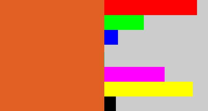 Hex color #e26022 - brownish orange