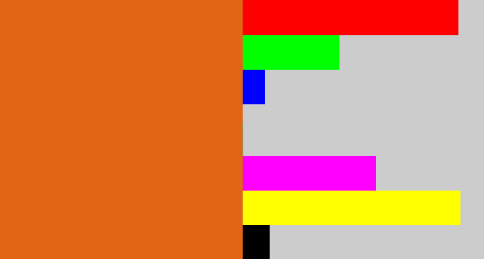 Hex color #e26516 - rusty orange