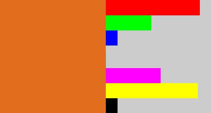 Hex color #e26d1d - brownish orange
